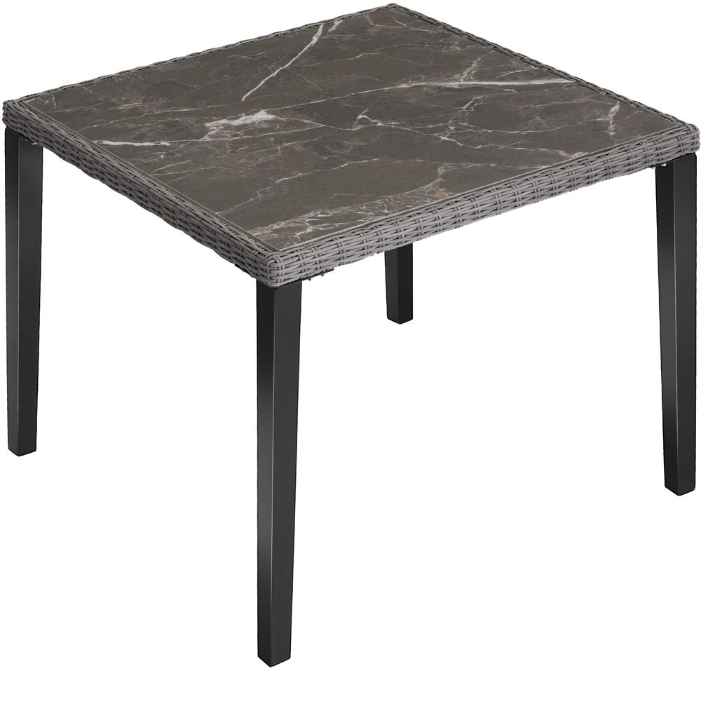 tectake 404802 ratanový stůl tarent 93,5x93,5x75cm - šedá - šedá