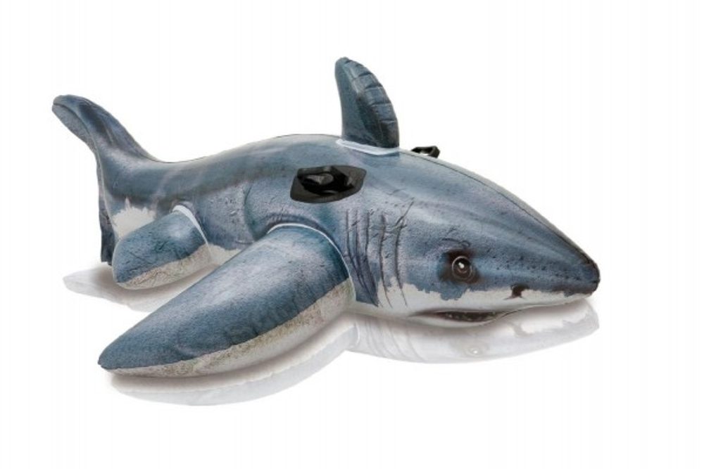 Teddies Lehátko žralok bílý s úchyty nafukovací 173x107cm