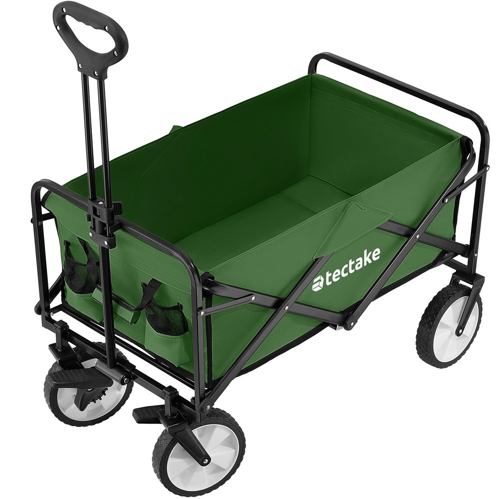 tectake 404979 skládací ruční vozík leon s brzdami, nosnost 80kg - zelená - zelená