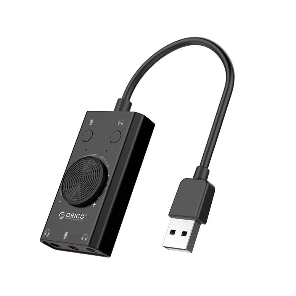 Orico Multifunkční externí zvuková karta USB 2.0 Orico, 10 cm
