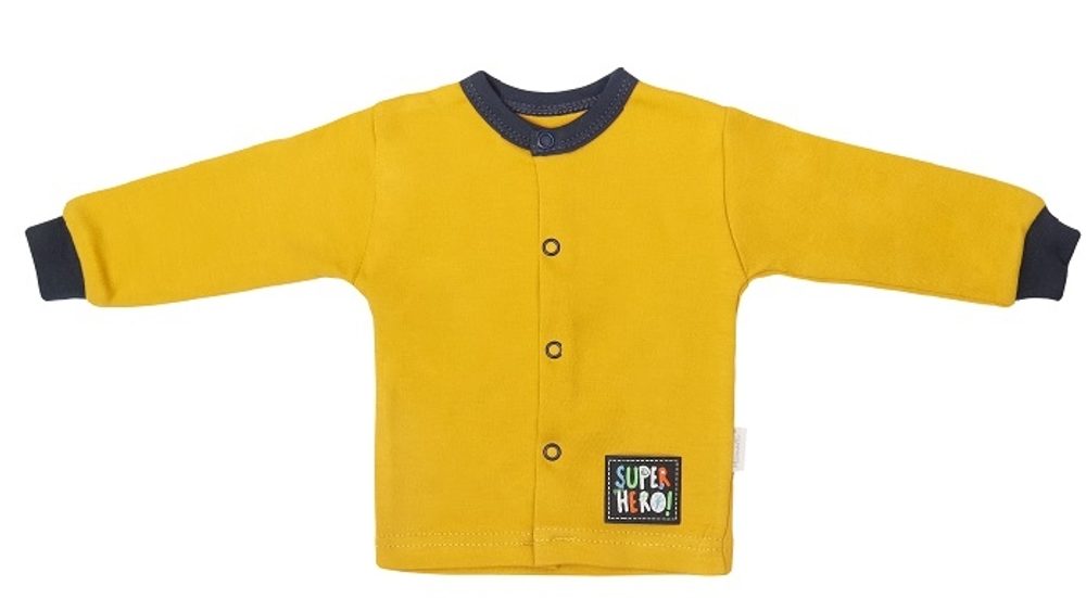 Mamatti Novorozenecká bavlněná košilka, kabátek, Hero - hořčicová, vel. 74 - 50 (0-1m)