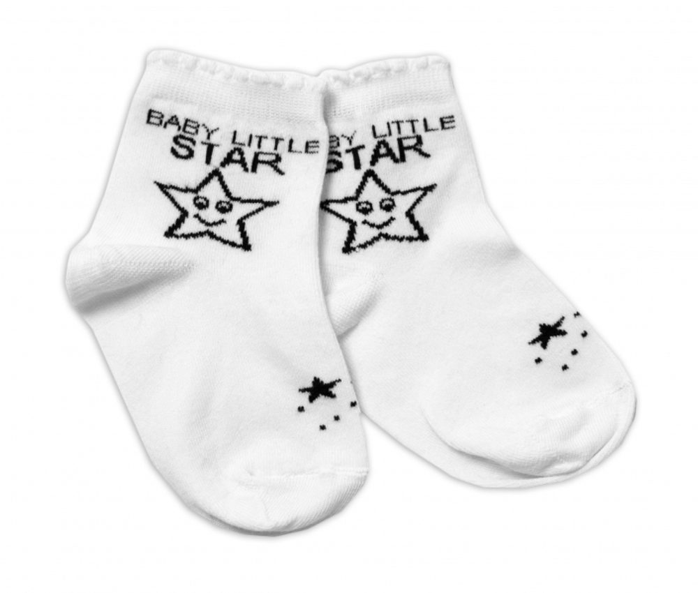 Baby Nellys Bavlněné ponožky Baby Little Star - bílé, vel. 104/116 - 104-116 (4-6r)