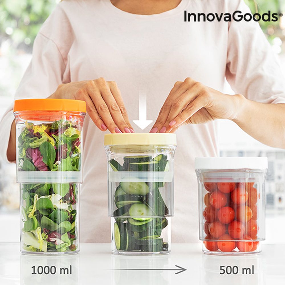 InnovaGoods Nastavitelné a Hermeticky Uzavíratelné Nádoby do Kuchyně InnovaGoods (3 kusy)