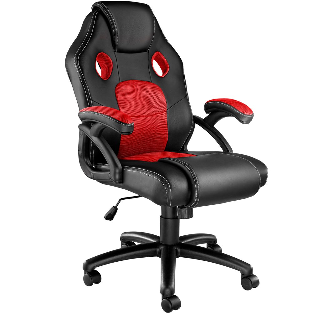tectake 403452 kancelářská židle ve sportovním stylu mike - černá/červená - černá/červená