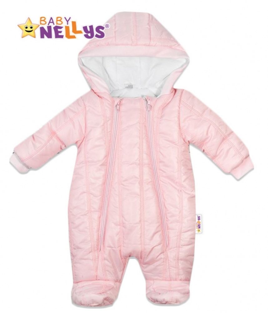 Baby Nellys Kombinézka s kapuci Lux Baby Nellys ®prošívaná - sv. růžová, vel. 62 - 62 (2-3m)