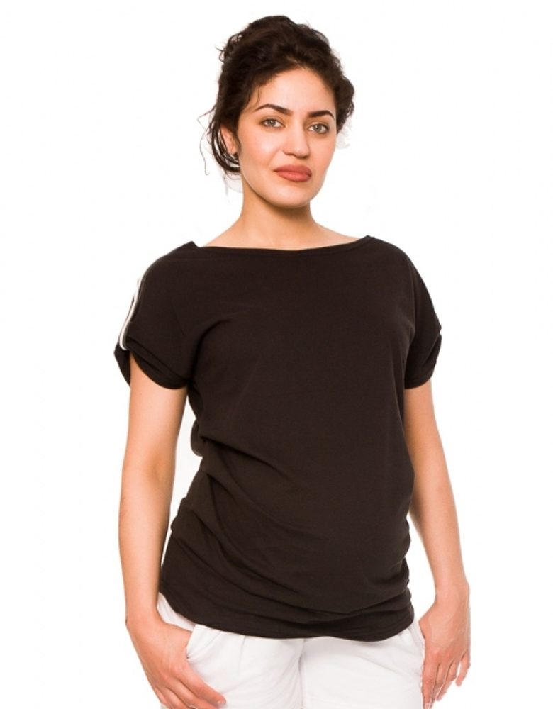 Be MaaMaa Těhotenské triko Lia - černé - XS (32-34)