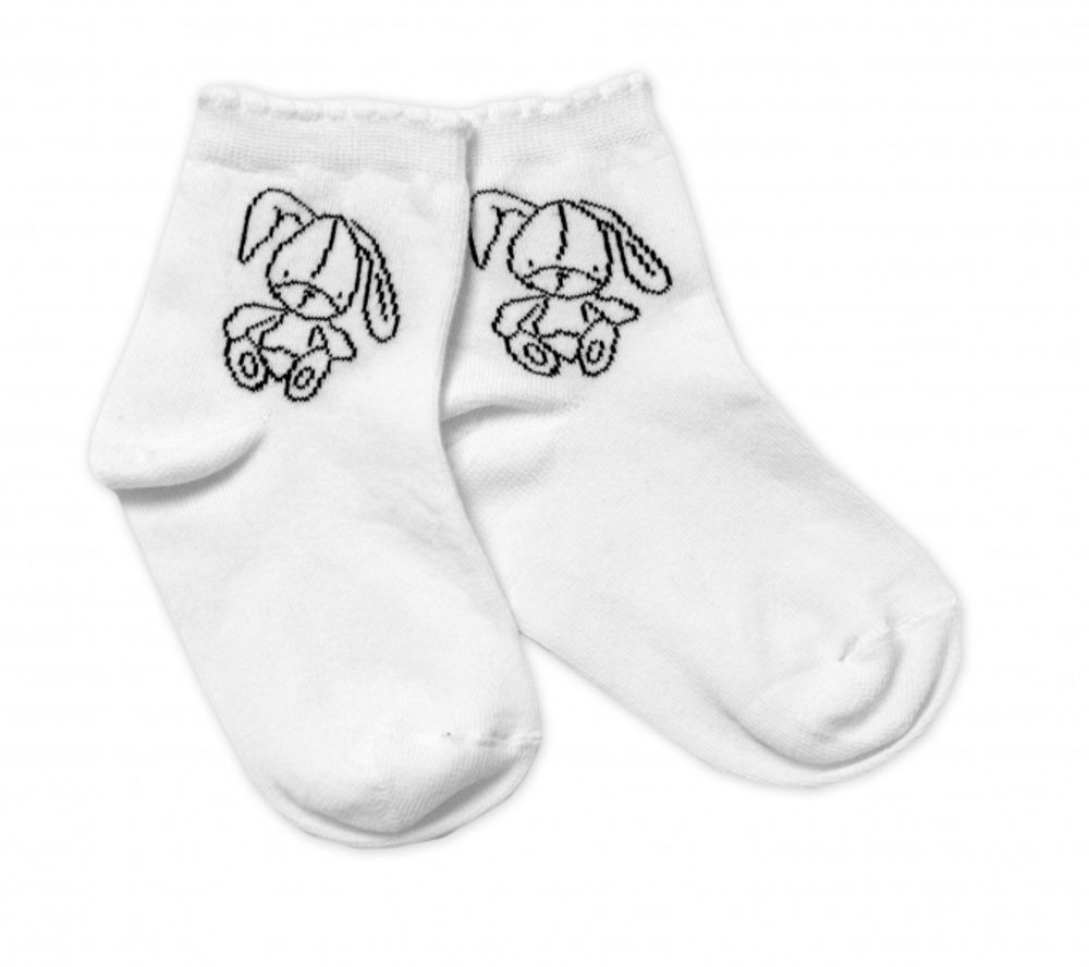 Baby Nellys Bavlněné ponožky Cutte Bunny - bílé, vel. 104/116 - 104-116 (4-6r)