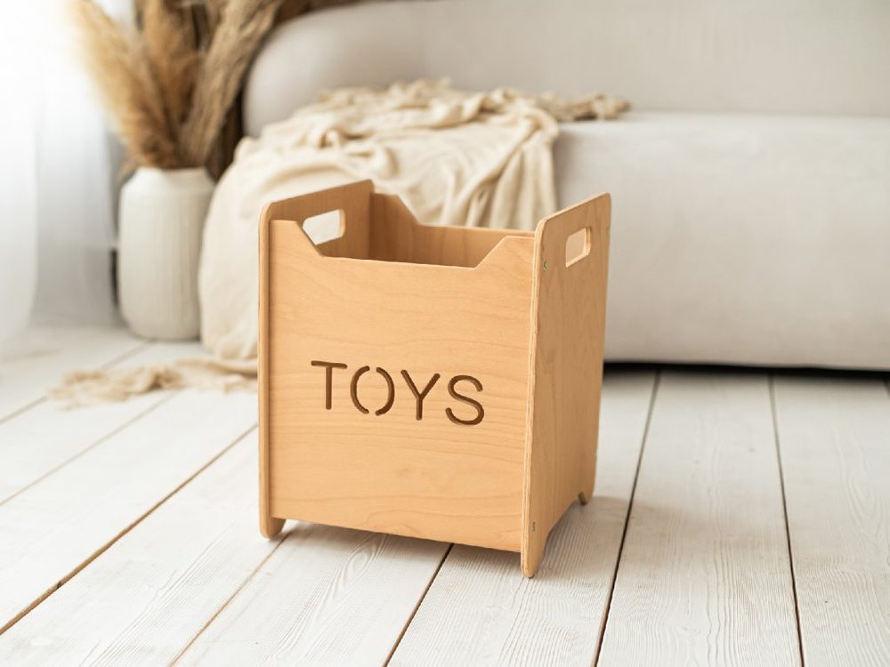 Woodisio Box na hračky TONI - Transparentní matný lak - Mini