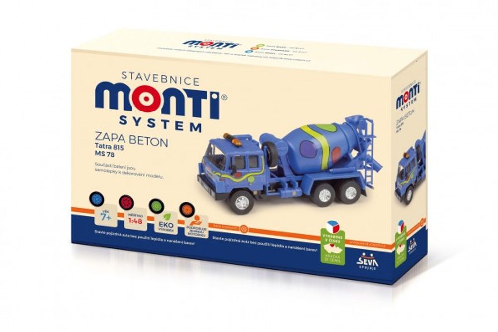 Seva Stavebnice Monti System MS 78 Tatra 815 Zapa beton 1:48 v krabici 32x22x8cm