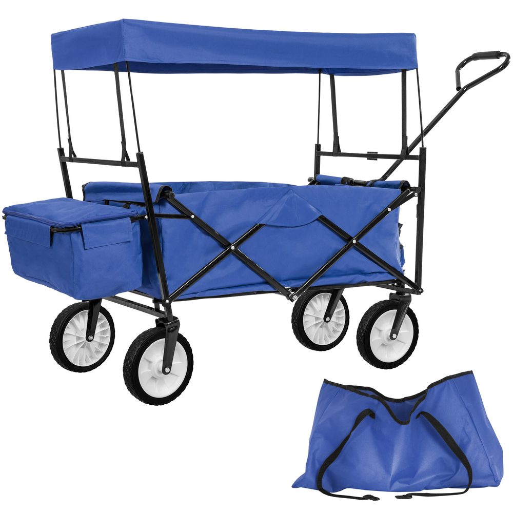 tectake 402316 skládací ruční vozík s taškou, nosnost 80 kg - modrá - modrá