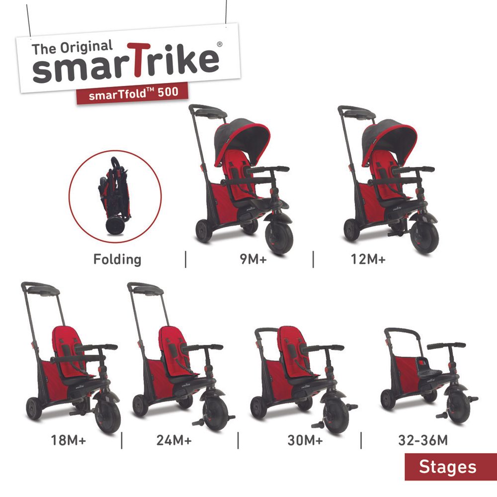 Alltoys Smart Trike Tříkolka Smart Trike 7 v 1 Smartfold 500 červená