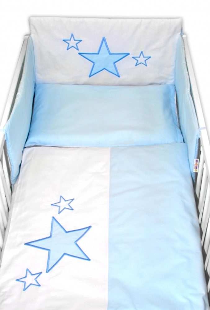 Baby Nellys Mantinel s povlečením Baby Stars - modrý - 120x90