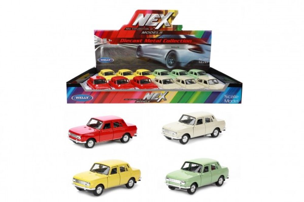 Teddies Auto Welly Wartburg 353 kov/plast 12cm 4 barvy na zpětné natažení 12ks v boxu