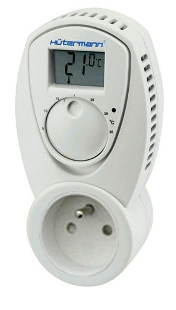 Hutermann Zásuvkový elektronický termostat Hütermann pro ovládání topení, např. koupelnový radiátor, přímotop apod. typ TZ33 (do zásuvky)