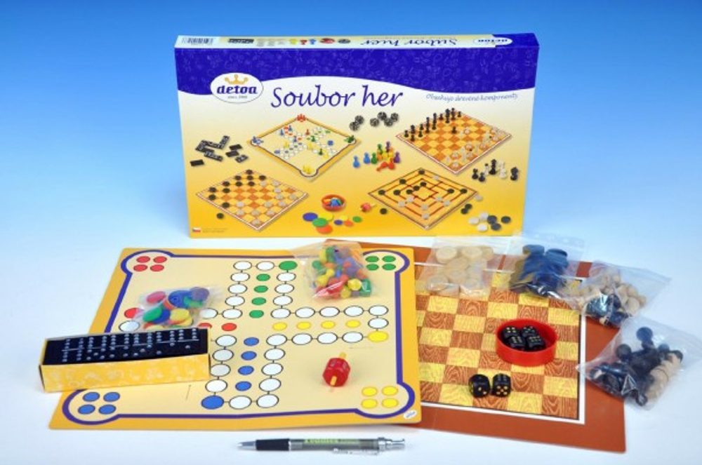 Detoa Soubor her 7 společenská hra dřevo v krabici 37x22x4cm
