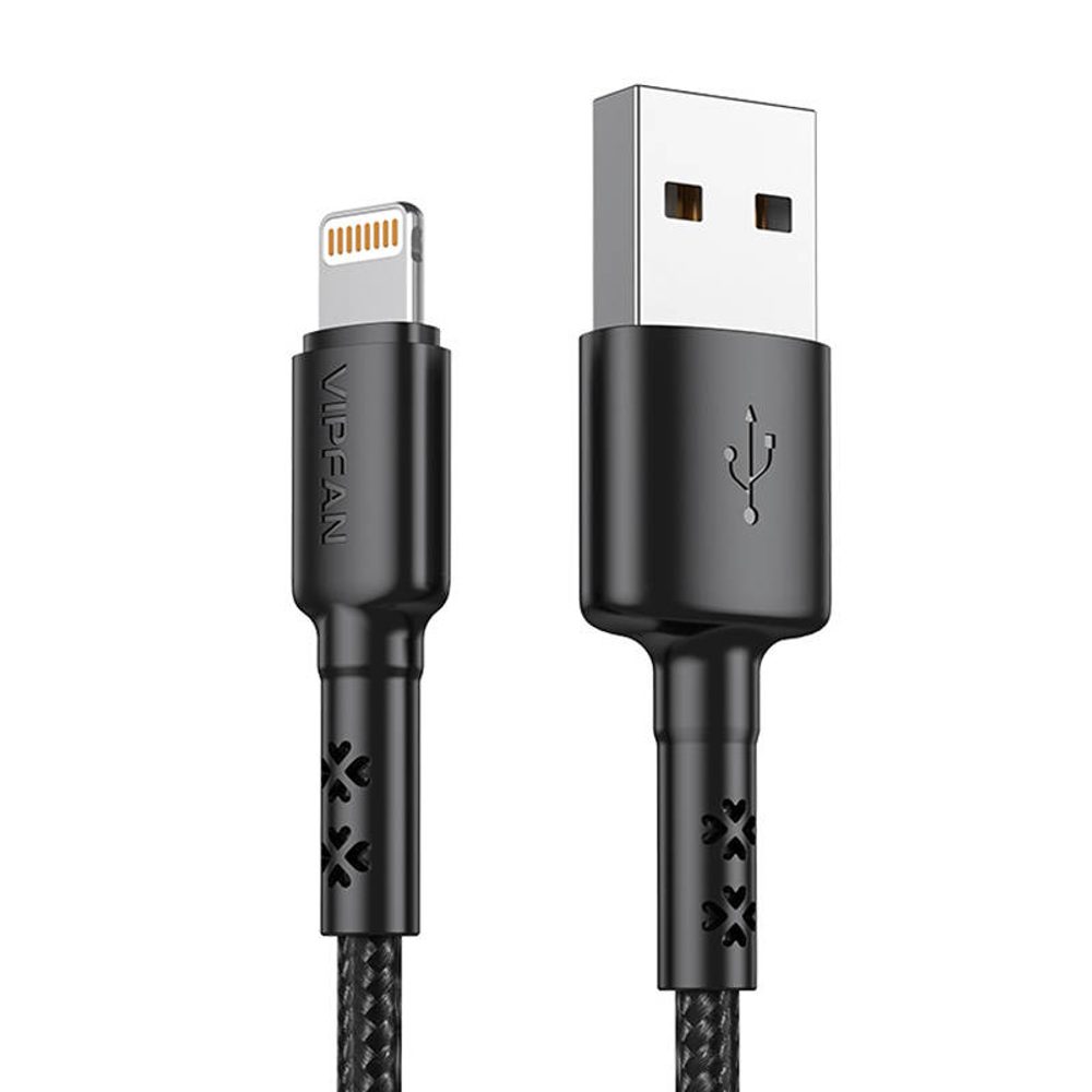 Vipfan Kabel USB-Lightning Vipfan X02, 3A, 1,8 m (černý)