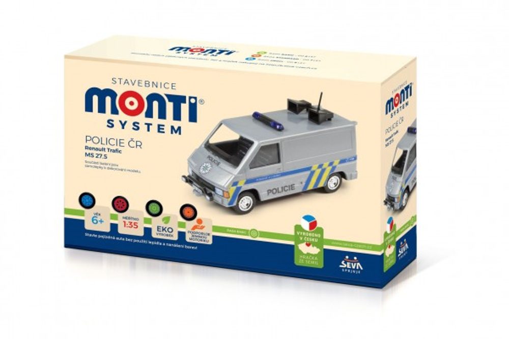 Seva Stavebnice Monti System MS 27,5 Policie ČR Renault Trafic 1:35 v krabici 22x15x6cm