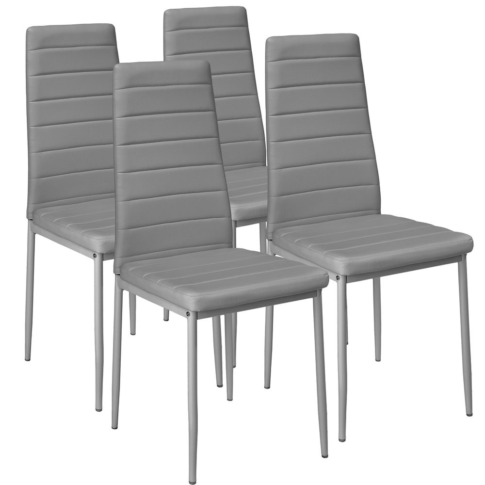 tectake 401844 4 jídelní židle, syntetická kůže - šedá - šedá