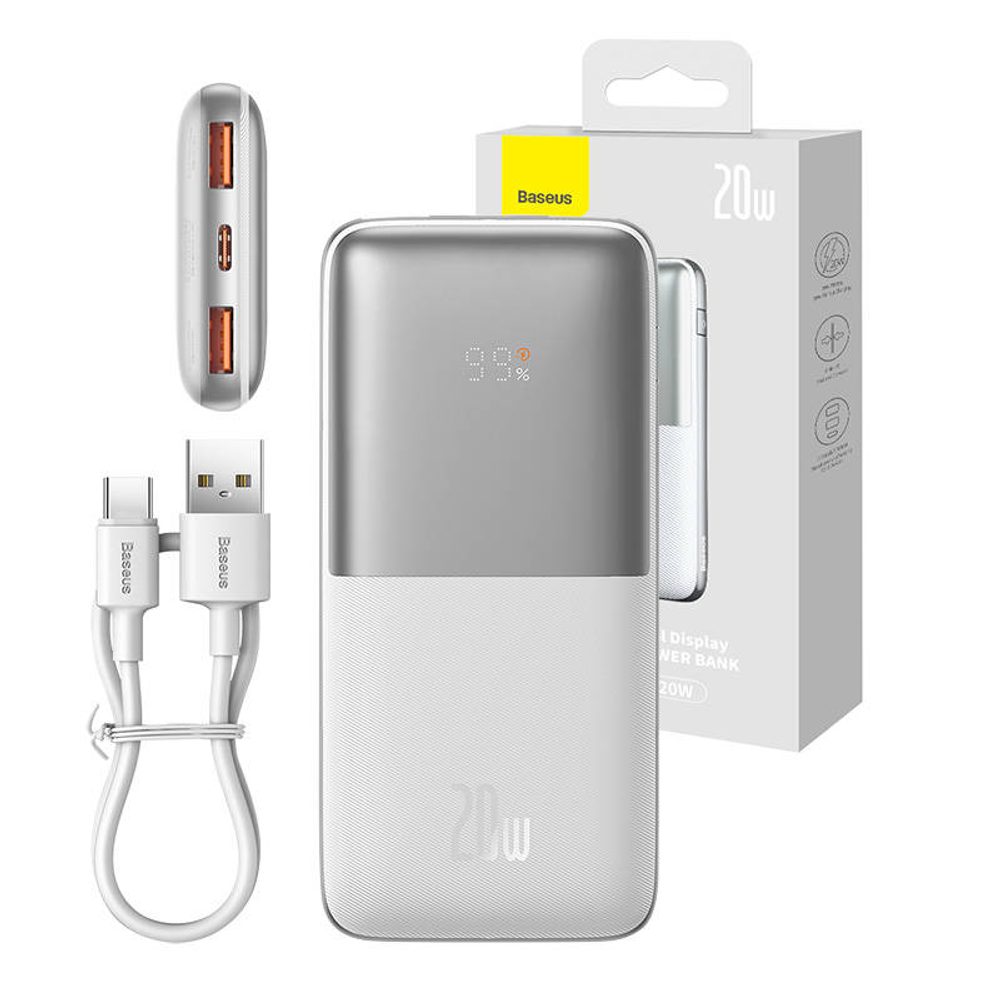 Baseus Powerbanka Baseus Bipow Pro 10000mAh, 2xUSB, USB-C, 20W (bílá)