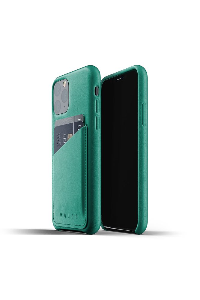 MUJJO Full Leather Wallet Case pro iPhone 11 Pro – zelený