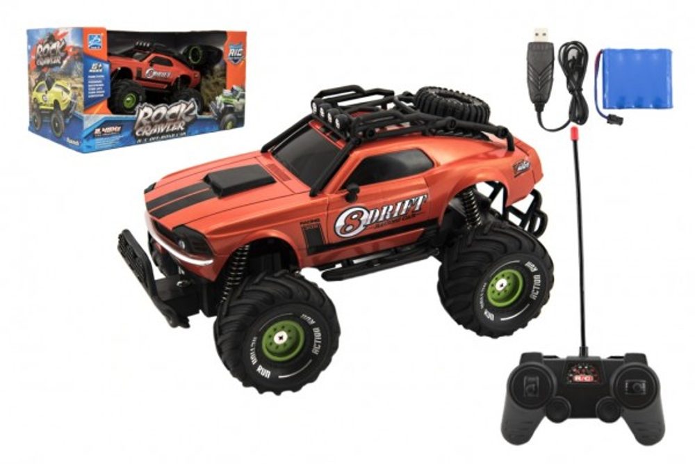 Teddies Auto RC plast 25cm OFF-ROAD 2,4GHz na baterie se světlem v krabici 36x19x20,5cm