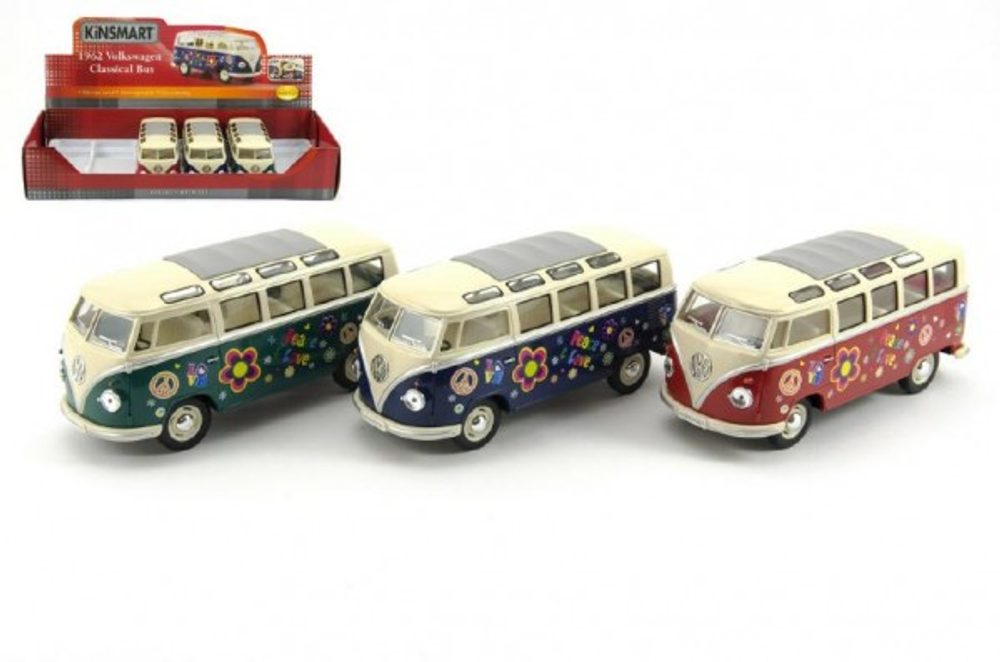 Teddies Autobus Kinsmart Volkswagen Classical kov 18cm asst 3 barvy 6ks v boxu