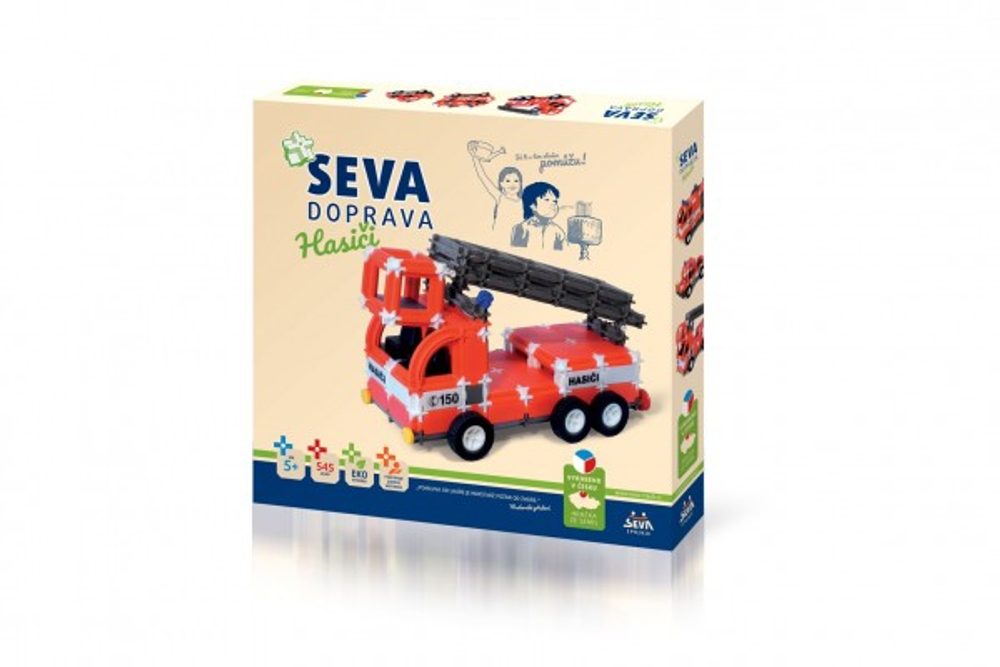 Seva Stavebnice SEVA DOPRAVA Hasiči plast 545 dílků v krabici 35x33x5cm