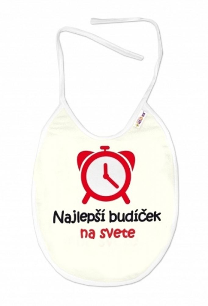 Baby Nellys Nepromokavý bryndáček, 24 x 27 cm - Najlepší budíček na svete, Baby Nellys - smetanový