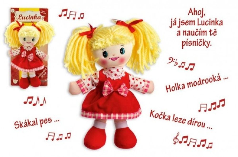 Teddies Panenka Lucinka hadrová plyš 30 cm česky zpívající na kartě