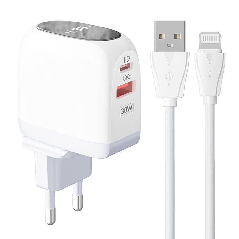 LDNIO Nástěnná nabíječka LDNIO A2522C USB, USB-C 30 W + kabel Lightning