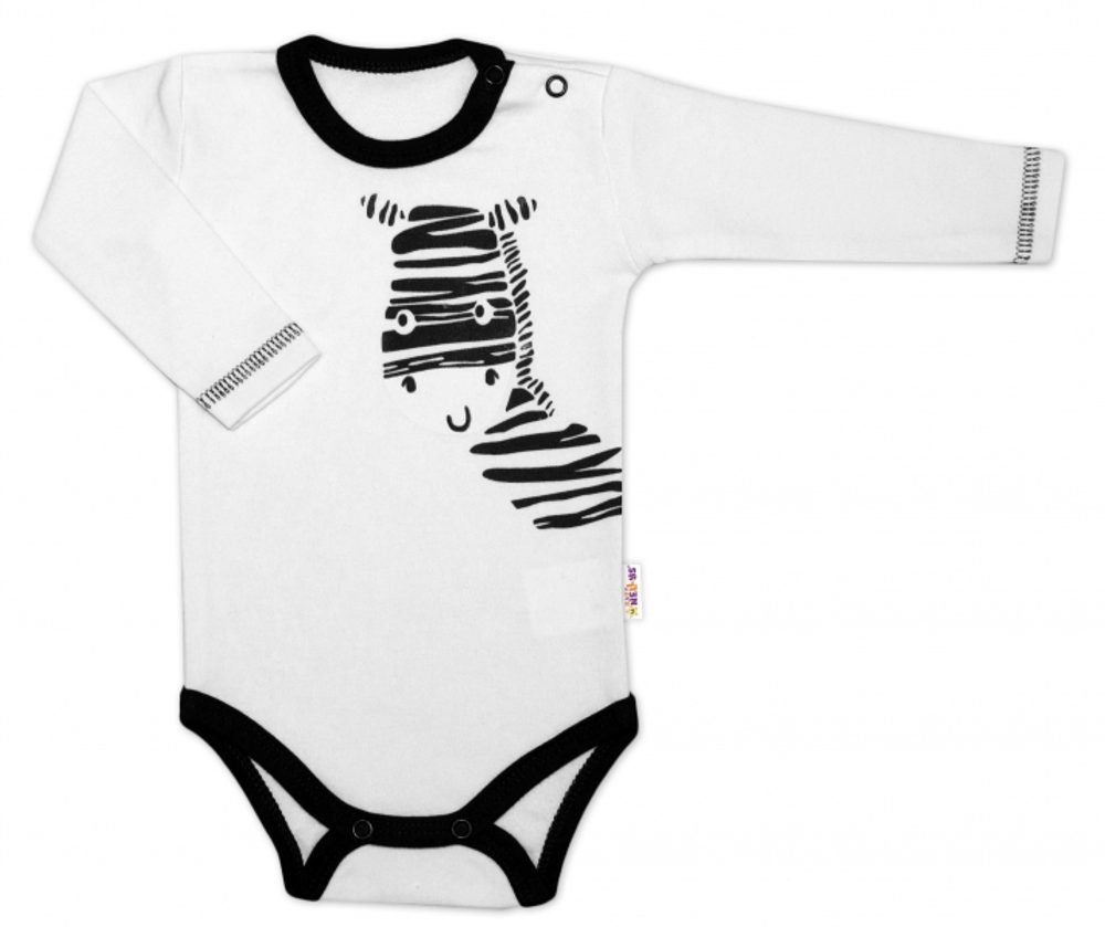 Baby Nellys Body dlouhý rukáv, bílé, Zebra, vel. 62 - 62 (2-3m)