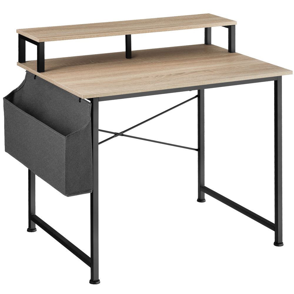 tectake 404664 psací stůl s policí a látkovým úložným boxem - Industrial světlé dřevo, dub Sonoma - Industrial světlé dřevo