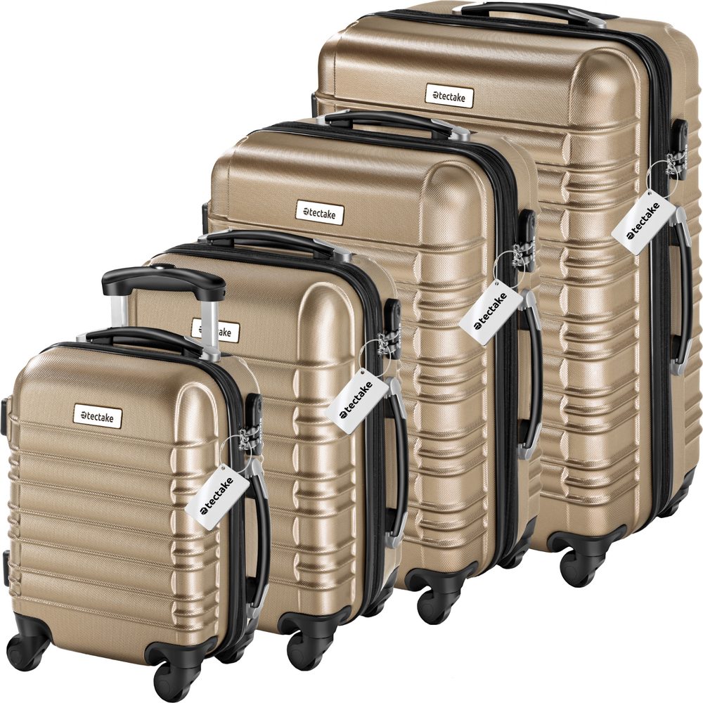tectake 404990 cestovní pevné kufry mila s váhou na zavazadla – sada 4 ks - champagne - champagne