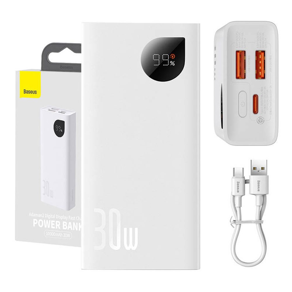 Baseus Powerbanka Baseus Adaman2 10000mAh, 2xUSB, USB-C, 30W (bílá)