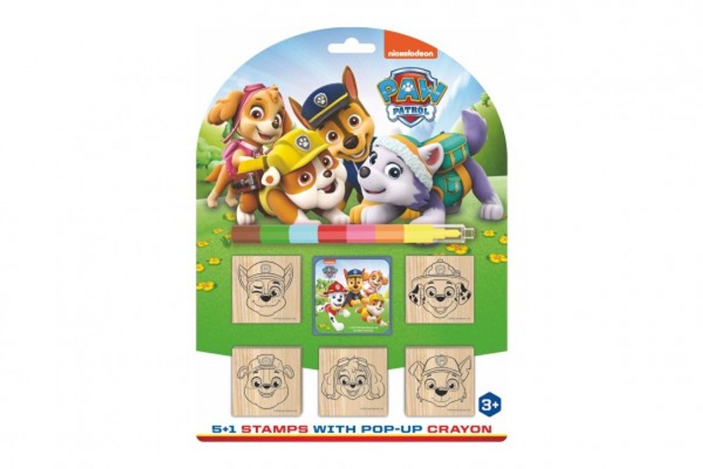 Jiri Models Razítka 5+1 s poduškou dřevěná 5x5cm s voskovkou Tlapková patrola/Paw Patrol na kartě