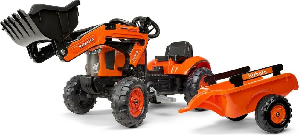 FALK Šlapací traktor 2065 Kubota s nakladačem a vlečkou