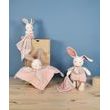 Doudou Plyšový Ecru králiček s růžovou dečkou z BIO bavlny 22 cm
