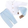 Mušelínová košile, kalhoty + čepice, 3D sada, Boy Z&amp;Z, bílá/modrá