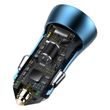 Baseus Golden Contactor Pro nabíječka do auta, USB USB-C, QC4.0, PD, SCP, 40W (modrá) USB-C - Lightning kabel 1m (modrá)