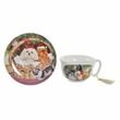 Hrnek s Podšálkem DKD Home Decor Zvířata Vícebarevný Porcelán (250 ml) (16 x 16 x 9 cm)