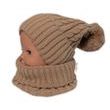 Zimní čepice s bambulí + komínek Baby Nellys - béžová, vel. 48-52cm