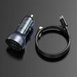 Nabíječka do auta Baseus Particular Digital Display QC+PPS 65W s mini bílým kabelem USB-C s čipem E-mark 1m 100W (černá)