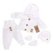 Z&amp;Z 4-dílná kojenecká soupravička, kabátek, tepláčky, čepička a botičky - bílá