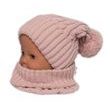 Zimní čepice s bambulí + komínek Baby Nellys - pudrová, růžová, vel. 48-52cm