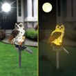 Dekorativní LED solární lampa Sova - hnědá/bílá