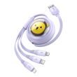 Nabíjecí kabel 3w1 Baseus USB na USB-C, USB-M, Lightning 3,5A, 1,1 m (fialový)