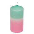 Sloupová svíčka s barevným přechodem, růžová/mátová
