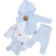 Novorozenecká sada 4D, body kr. rukáv, tepláčky, kabátek a čepička Z&amp;Z, modrá, vel. 56