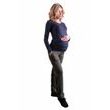 Be MaaMaa Těhotenské kalhoty s elastickým pásem a kapsami - šedý melírek, vel. M