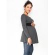 Be MaaMaa Těhotenská tunika s páskem, dlouhý rukáv Amina - grafit/pásek černý